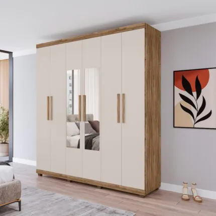 Roupeiro 2,10m 6 Portas Verona com Espelhos (2830-811)