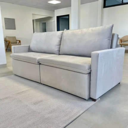 Sofá 2,10m Vira Cama - Napoli - Veludo Soft Claro (3930) - Imagem 4