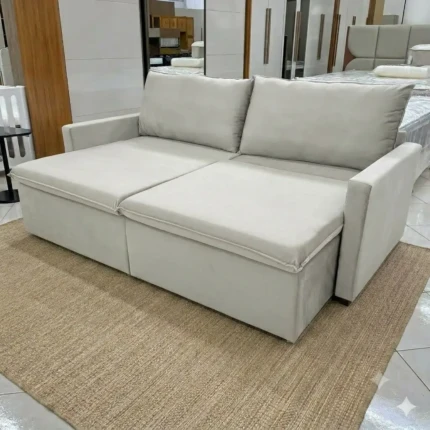 Sofá 2,10m Vira Cama - Napoli - Veludo Soft Claro (3930) - Imagem 2