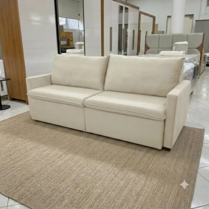 Sofá 2,10m Vira Cama - Napoli - Veludo Soft Claro (3930) - Imagem 1