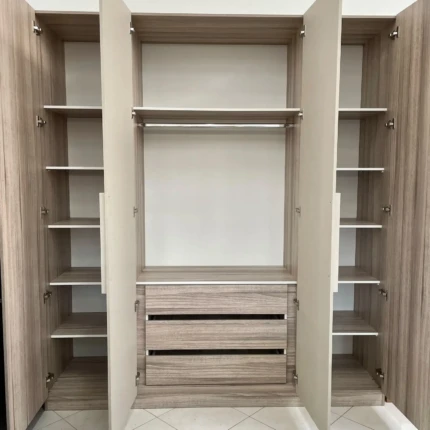 Roupeiro 2,14m 4 Portas 100% MDF Madeirado/Linho (2608) - Imagem 2