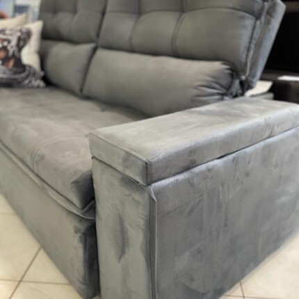 Sofa 2,30m Munique com Braço Porta Copos Cinza (2688) - Imagem 8