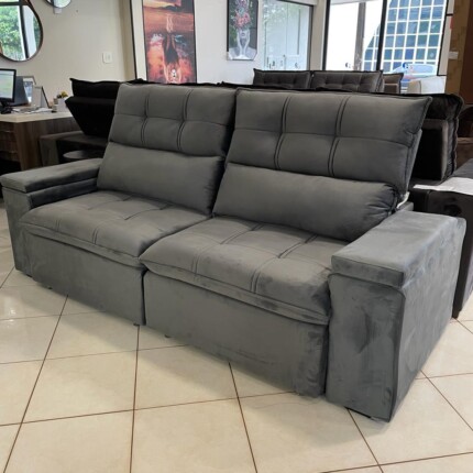 Sofa 2,30m Munique com Braço Porta Copos Cinza (2688) - Imagem 3