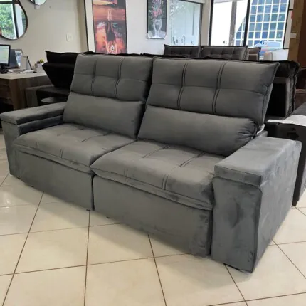 Sofa 2,30m Munique com Braço Porta Copos Cinza (2688) - Imagem 3