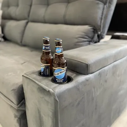 Sofa 2,30m Munique com Braço Porta Copos Cinza (2688) - Imagem 2