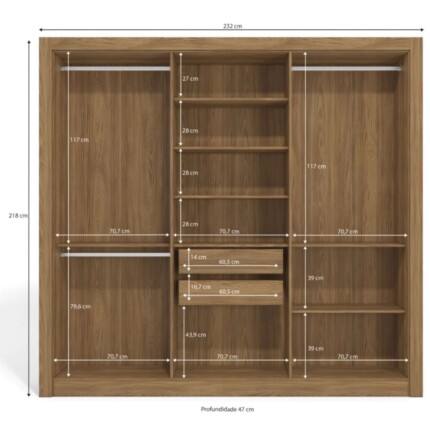 Roupeiro 2,32m 6 Portas PM569 Fendi (1530) - Imagem 3