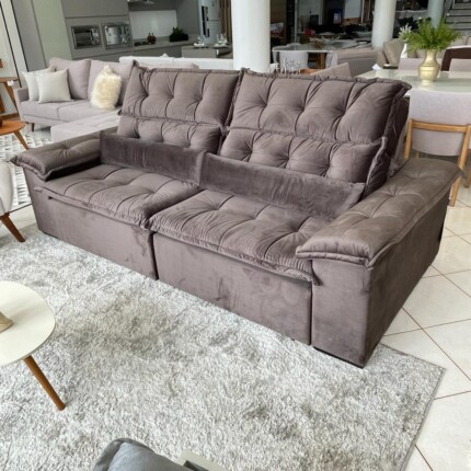 Sofa 2,60m Prediletto Extra Conforto Tecido Veludo Marrom (5963) - Imagem 3