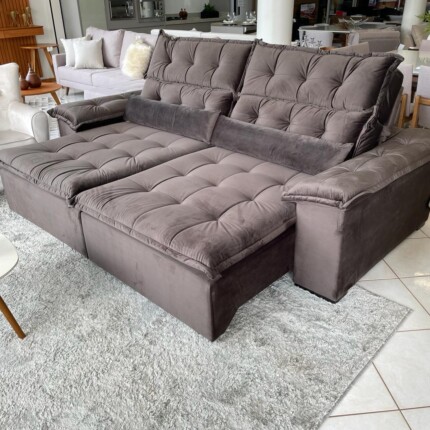 Sofa 2,60m Prediletto Extra Conforto Tecido Veludo Marrom (5963) - Imagem 2