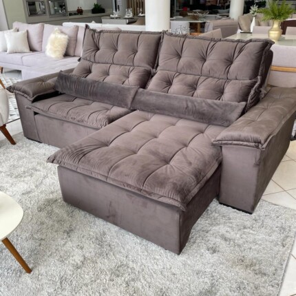 Sofa 2,60m Prediletto Extra Conforto Tecido Veludo Marrom (5963) - Imagem 1