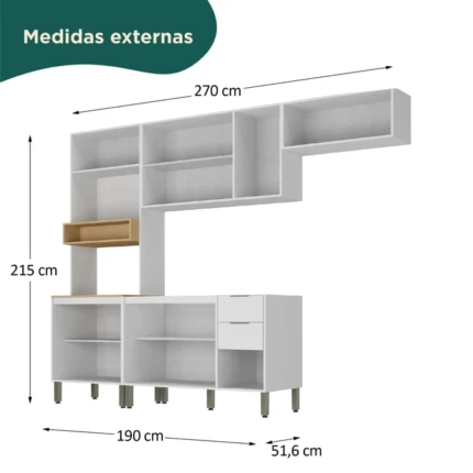 Cozinha 2,70m Gloria Branco Neve (1186) - Imagem 3