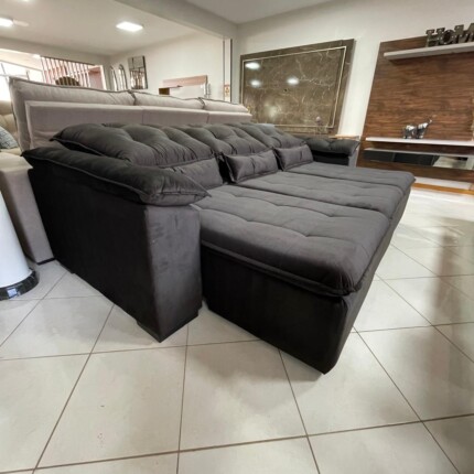 Sofa 2,70m Milão Top 12 Veludo Escuro (3064) - Imagem 5