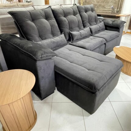 Sofa 2,70m Milão Top 12 Veludo Escuro (3064) - Imagem 1