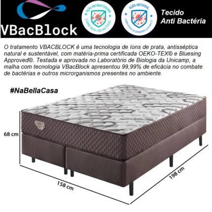 Conj. Box Resistive Anti Bacterias - Firme - Queen 1,58m - Ecoflex (4456) - Image 4