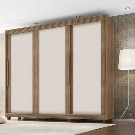 Roupeiro 2,73m 3 Portas Deslizantes Milao 100% MDF Off White (4226)