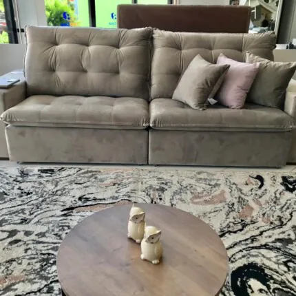 Sofa 2,84m Caribe Tecido Veludo Claro (6673) - Imagem 4