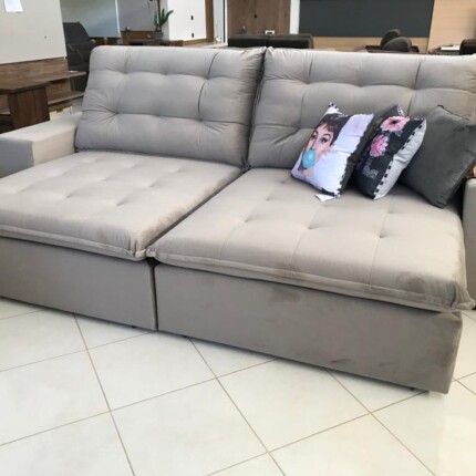 Sofa 2,84m Caribe Tecido Veludo Claro (6673) - Imagem 5