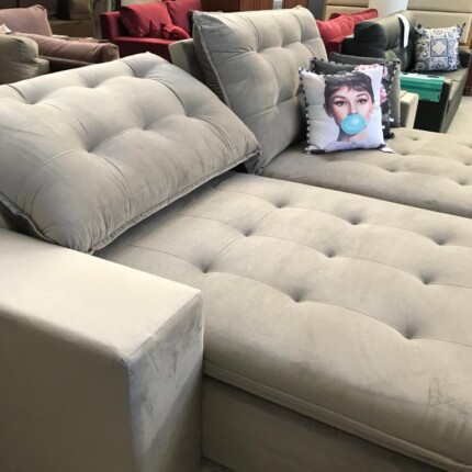 Sofa 2,84m Caribe Tecido Veludo Claro (6673) - Imagem 6