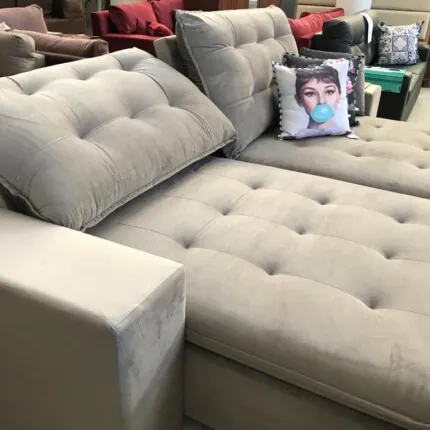 Sofa 2,84m Caribe Tecido Veludo Claro (6673) - Imagem 6