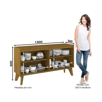 Balcao Buffet 1,50m 4 Portas Quartzo (392) - Imagem 3