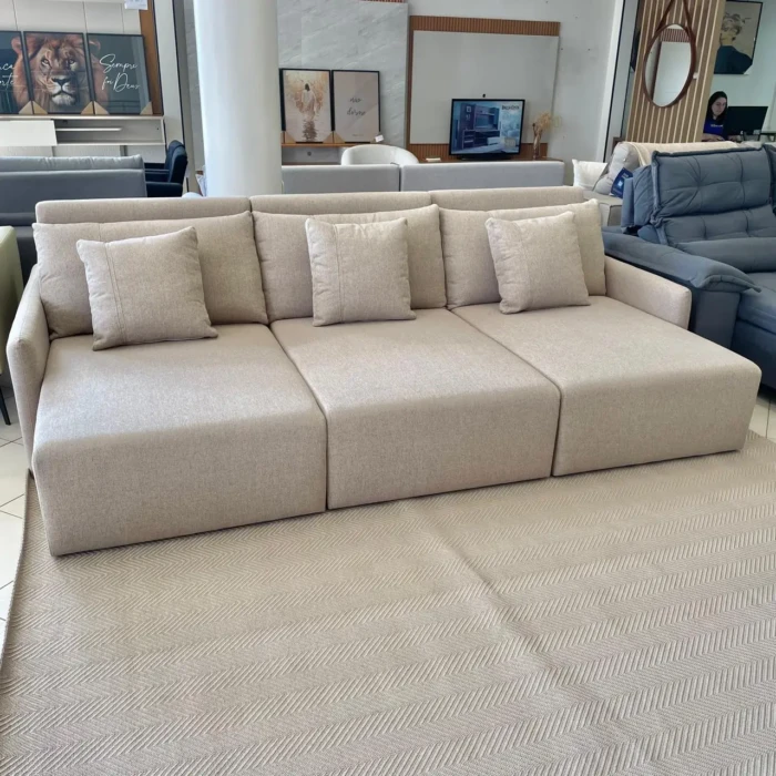 2,88m - Capri 3 Assentos - COM 2 USB - Tecido EASYCLEAN Linho 4074 (CD 1059) tapete foto 2 (3)