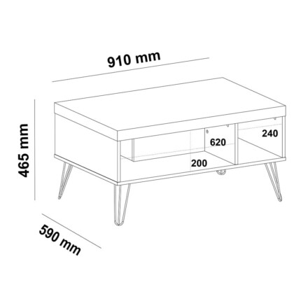 Mesa de Centro Liberty Preto 90cm (1983) - Imagem 3