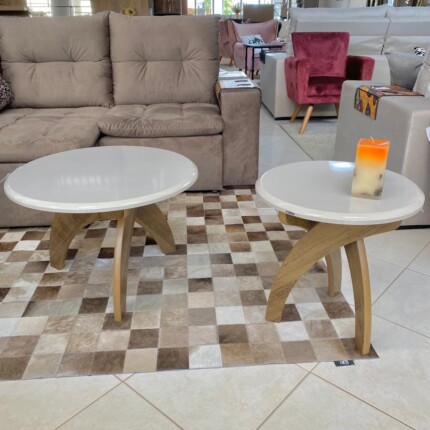 Mesa de Centro Jade Redonda Off White 70cm (2430) - Imagem 5