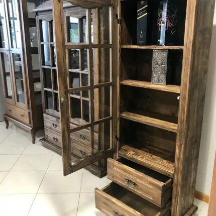 Cristaleira Rústica em Madeira 1 Porta 67cm (1045) - Imagem 4