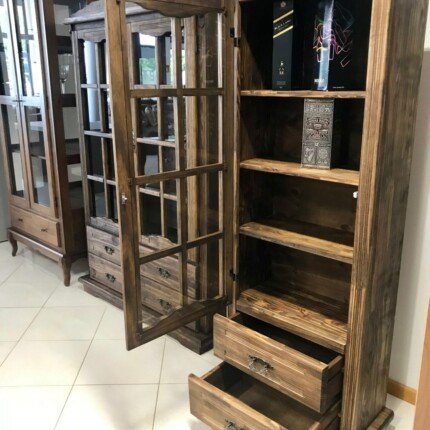 Cristaleira Rústica em Madeira 1 Porta 67cm (1045) - Imagem 4