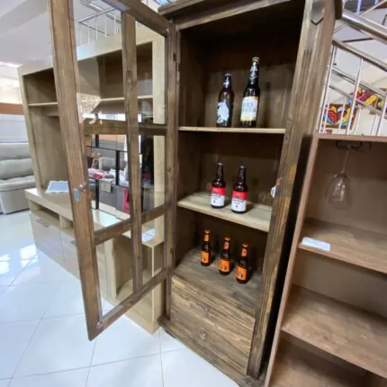 Cristaleira Rústica em Madeira 1 Porta 67cm (1045) - Imagem 5