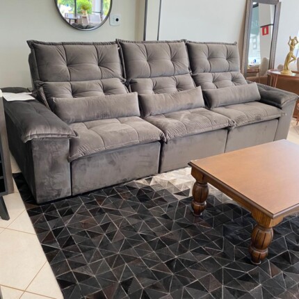 Sofa 3,00m Prediletto Extra Conforto Tecido Veludo Cinza (4747) - Imagem 12