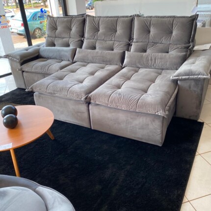 Sofa 3,00m Prediletto Extra Conforto Tecido Veludo Cinza (4747) - Imagem 4