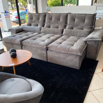 Sofa 3,00m Prediletto Extra Conforto Tecido Veludo Cinza (4747) - Imagem 1