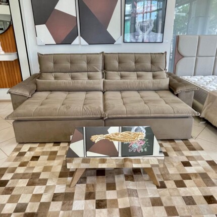 Sofa 3,00m Prediletto Extra Conforto Veludo Soft Bege (3528) - Image 6