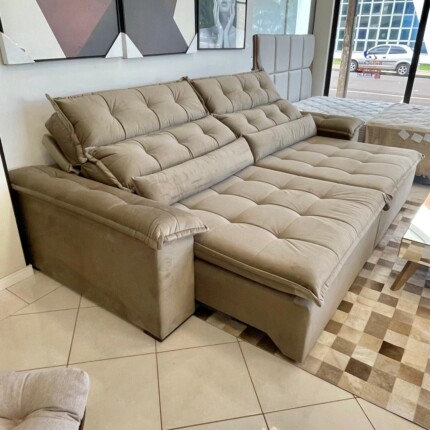 Sofa 3,00m Prediletto Extra Conforto Veludo Soft Bege (3528) - Image 5