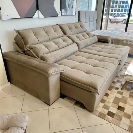 Sofa 2,60m Prediletto Extra Conforto Tecido Bege (3313) - Imagem 2