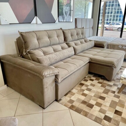Sofa 3,00m Prediletto Extra Conforto Veludo Soft Bege (3528) - Image 4