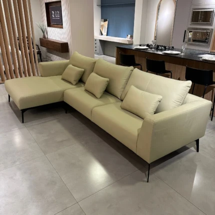 Sofá Couro Legitimo 3,06m com Chaisse Palace (5119) - Imagem 7