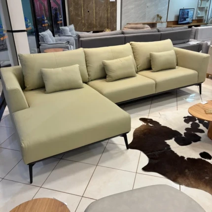 Sofá Couro Legitimo 3,06m com Chaisse Palace (5119)