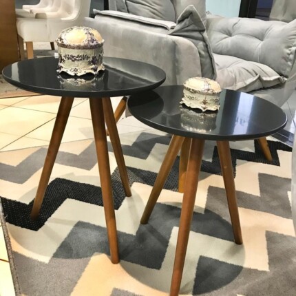Conjunto com 2 Mesas Laterais Lacca Preto (5270-5251) - Image 1