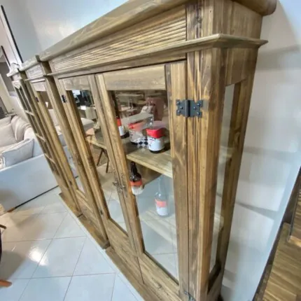 Cristaleira Rústica em Madeira 2 Portas 99cm (1360) - Imagem 3