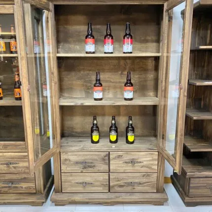 Cristaleira Rústica em Madeira 2 Portas 99cm (1360) - Imagem 2