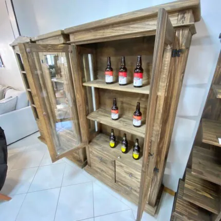 Cristaleira Rústica em Madeira 2 Portas 99cm (1360) - Imagem 4