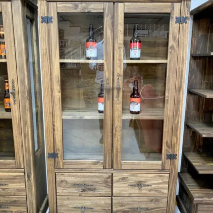 Cristaleira Rústica em Madeira 2 Portas 99cm (1360) - Imagem 5