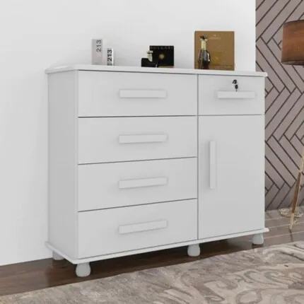 Comoda 1,18m 5 Gavetas Sapateira Ibiza Branco (2662)