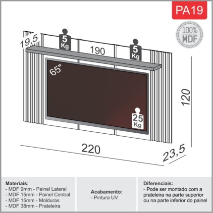 Painel 2,20m PA19 100% MDF Freijo com Off White (590) - Image 4