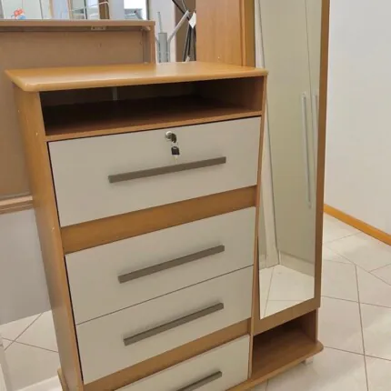Comoda 1,06m 5 Gavetas Sapateira Paris com 1 Porta Espelho (407) - Imagem 3