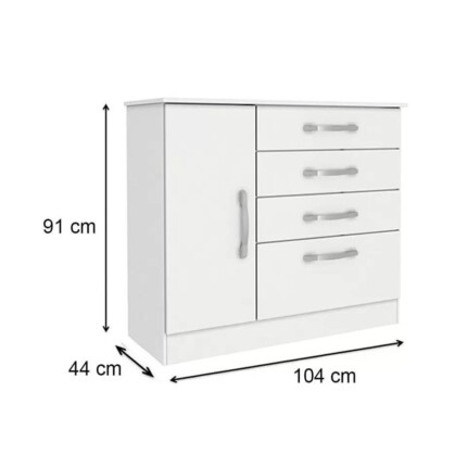 Comoda 1,04m 4 Gavetas Sapateira Chicago Branco (83) - Imagem 2
