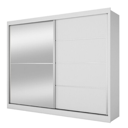 Roupeiro 2,06m 2 Portas Deslizantes Com Espelho Verona MDF Branco (6803) - Imagem 4