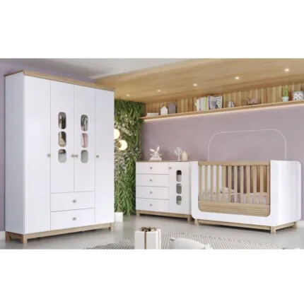 Quarto Infantil Aconchego Branco – 03 Peças