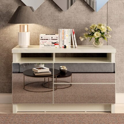 Balcao Buffet 1,25m TB388 MDF Off White com Espelhos (4086) - Imagem 4